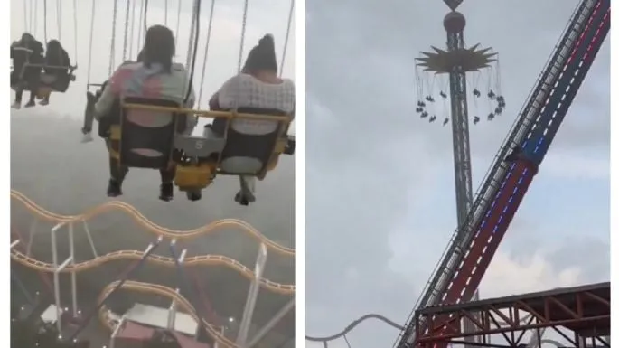 Visitantes de Six Flags quedan suspendidos a 74 metros de altura (Video)