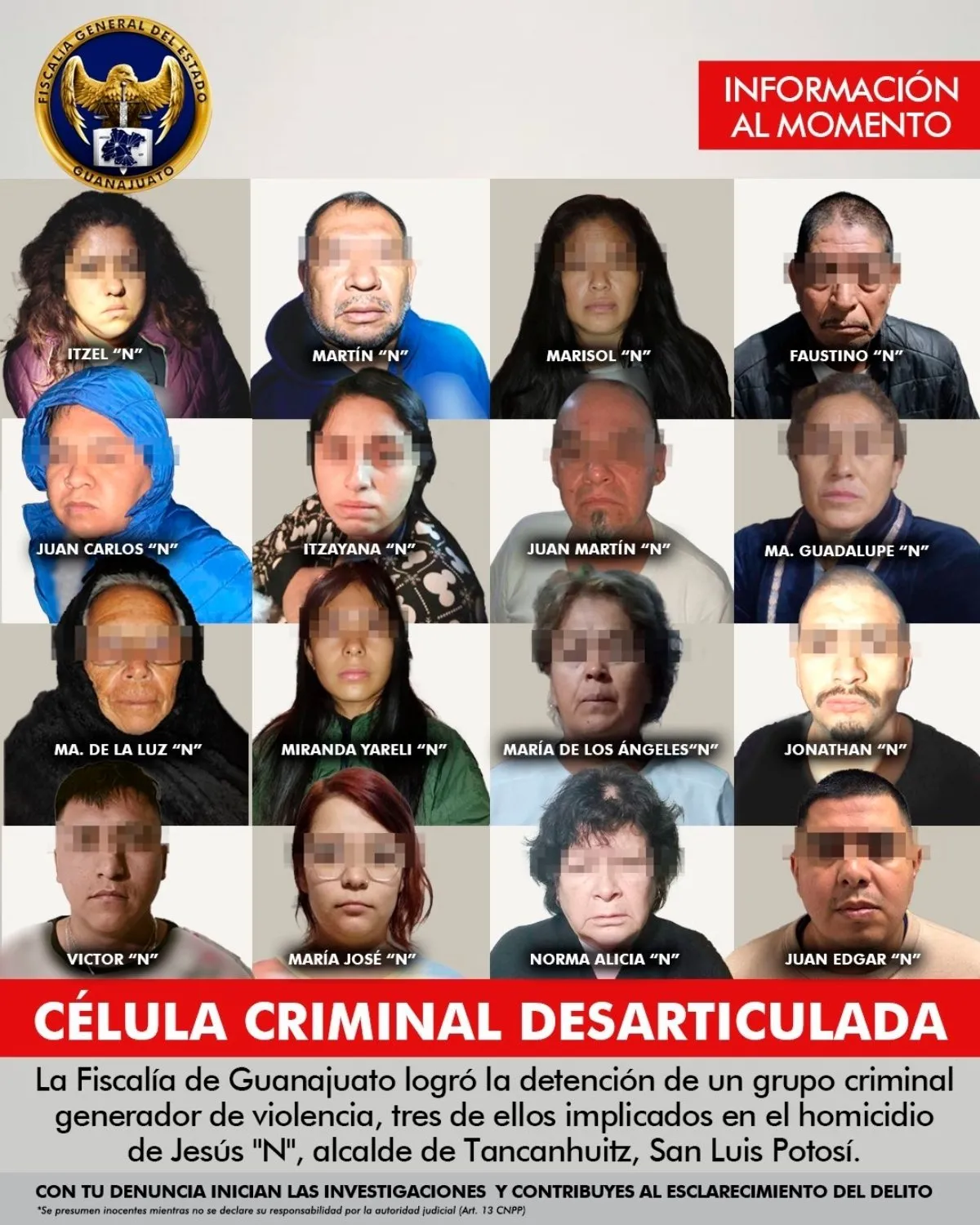 Detienen en Guanajuato a 16 personas; las vinculan al asesinato del alcalde de Tancanhuitz, SLP