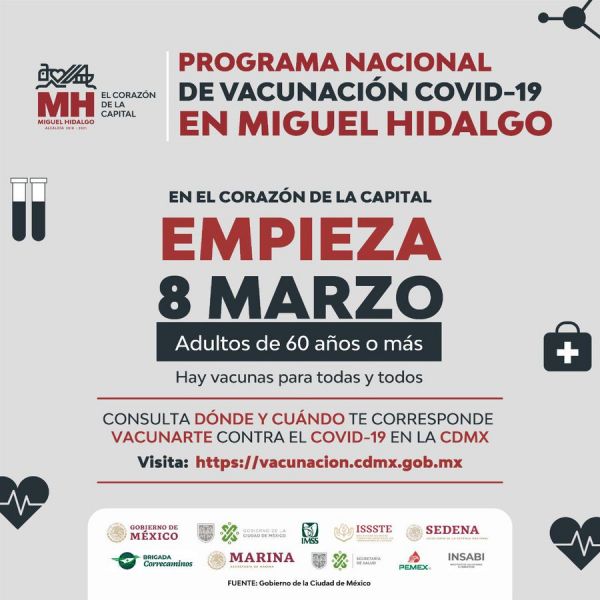 Azcapotzalco y Miguel Hidalgo seguirán con el Plan Nacional de Vacunación 