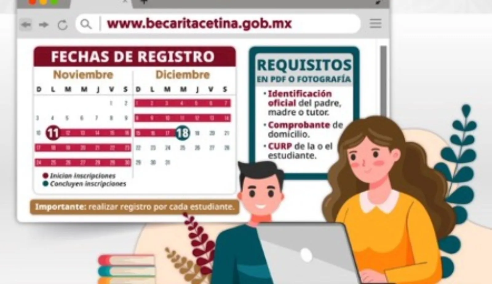 Reportan fallas en el registro para la Beca Rita Cetina