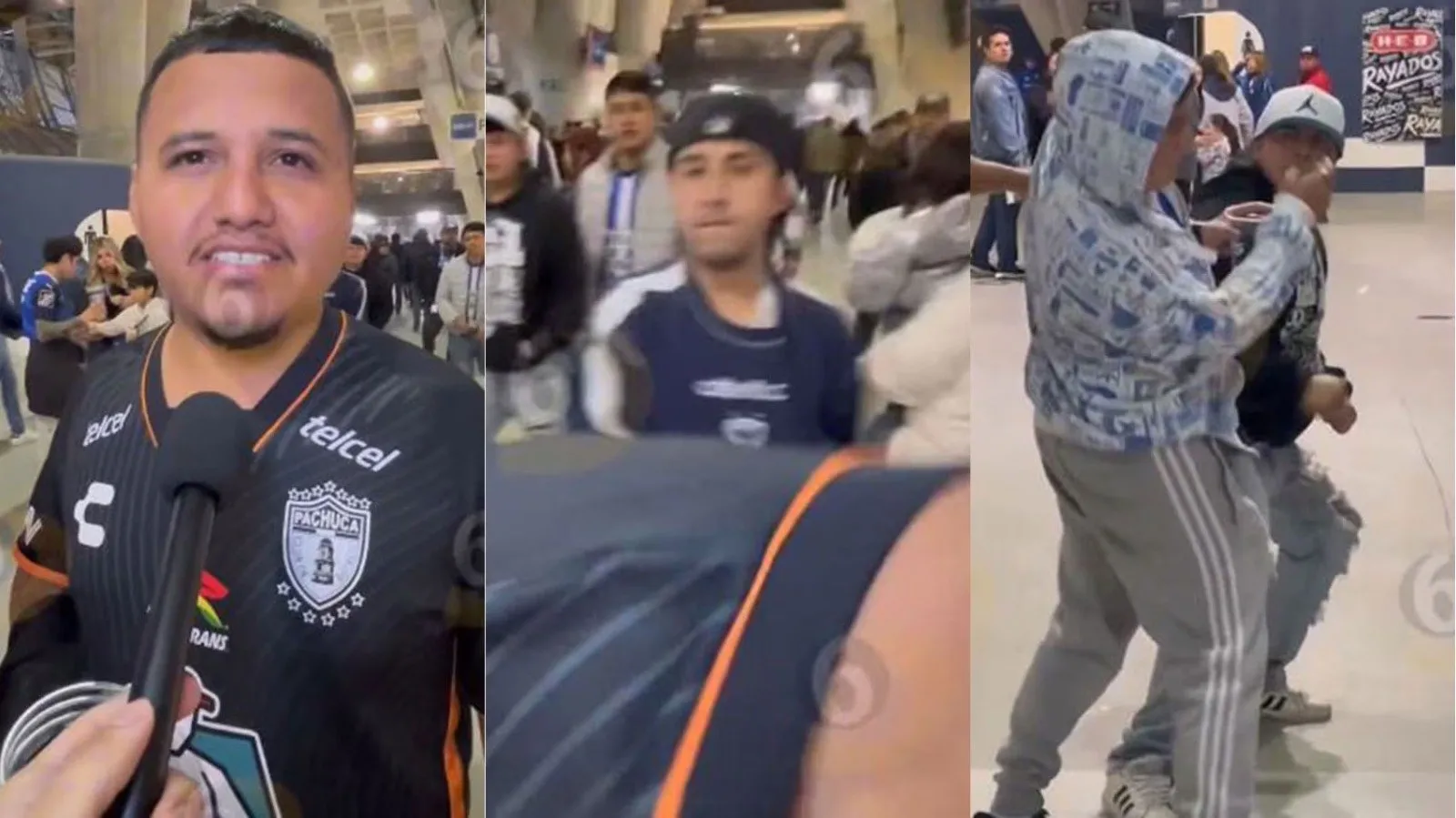 Fan de Rayados golpea a aficionado de Pachuca en plena entrevista (Video)