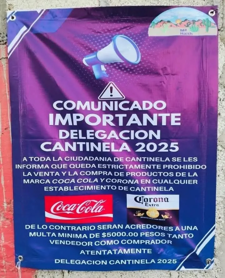 Municipio de Hidalgo prohíbe compra y venta de Coca-Cola; impondrá multa de hasta 5 mil pesos